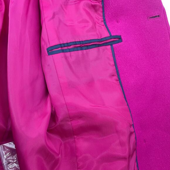 NEW Talbots Wool Blend Double Breasted Pea Coat Hot Pink Size 12 - Picture 10 of 12